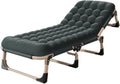 Adjustable 5-Position Portable Folding Camping Cot &amp Sun Lounger Chair - Outdoor Lounge Cushion for Beach Pool Patio Lawn &amp Office (Color: F)