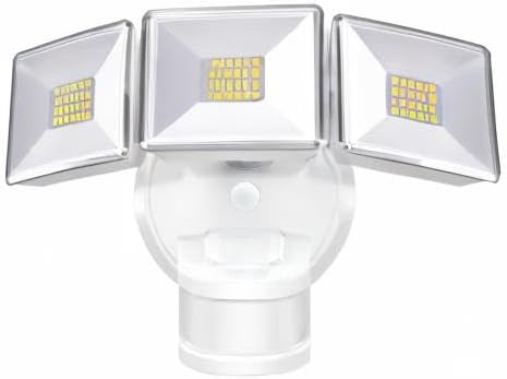 OREiN 4500LM/30W Flood Lights Outdoor 240°/40FT Motion Sensor Outdoor Lights Dusk to Dawn/Auto/Test Mode IP65 Waterproof LED Security Light for Yard Garden White (Hardwired)