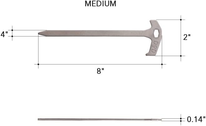 DOD Shakeen Peg Set (L) - 8 Pack Heavy Duty 11-Inch Forged Steel Tent Stakes - Durable Ground Anchors for Tents and Tarps - Silver/Black