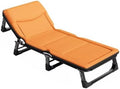 Portable Folding BedCamping CotsFoldable Bed with Mattress 4 Speed Adjustable Backrest with 3D Memory Headrest Portable Folding Bed Cot Lounge Chair for Beach Lawn Camping(Orange192 * 65