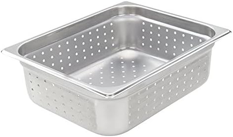 Winco Half Size 4 Deep Metal Food Pan/Steam Table Pan Perforated 22 Gauge