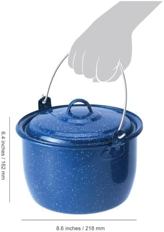 GSI Outdoors Convex Kettle for Soup Stew or Water Pot - Camping Enamelware 4.25 qt