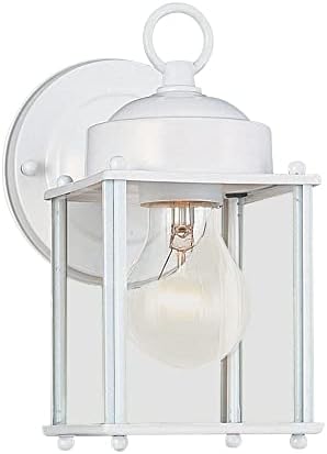 Sea Gull Lighting 8592-15 New Castle One-Light Outdoor Wall Lantern with Clear Glass Panels White Finish