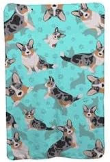 58 x 36 in. Blue Blue Merle Welsh Cardigan Corgi Soft Travel Blanket with Bag