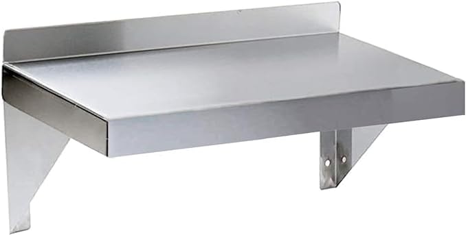 Stainless Steel Wall Shelf | Square Edge | Metal Shelving | Heavy Duty | Commercial Grade | Wall Mount | NSF Certified (6” Width x 10” Length)
