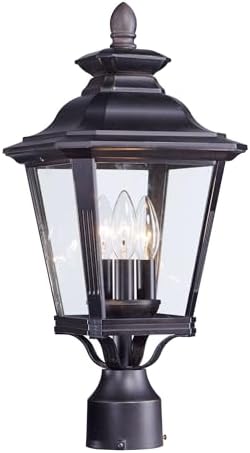 Maxim Knoxville-Three Light Outdoor Post Lantern in Early American Style-9 Inches Wide by 19.5 inches high