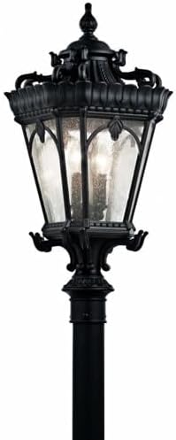 Kichler Tournai 30 4 Light Outdoor Post Light with Clear Seeded Glass in Textured Black