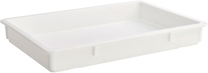 18x26x3 White Heavy Duty Polypropylene Pizza Dough Box with Lid (Pack of 2)