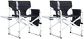 2-Piece Padded Folding Outdoor Chair with Side Table and Storage PocketsLightweight Oversized Directors Chair for Indoor Outdoor Camping Picnics and FishingBlack/Grey