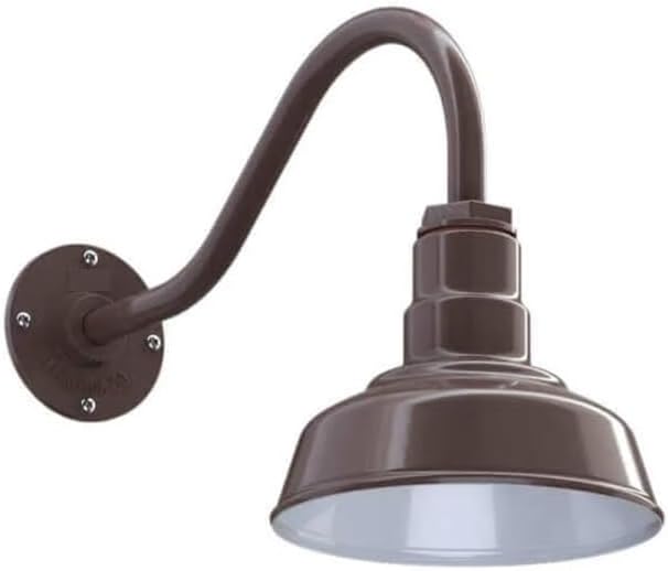 AGB101-10-AS8 Bronze - Standard Barn Light with Gooseneck Arm | Outdoor LED Lights Classic Floodlight Design for Barn Lights Outdoor Durable Metal Construction Energy-Efficient