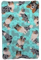 58 x 36 in. Blue Blue Merle Sheltie Soft Travel Blanket with Bag