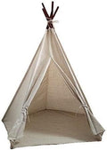 Laylala® Portable Cotton-Linen Tent with Drawstring BagOutdoor Play Tent Camping Tent5 Poles Design(Light Brown Color)