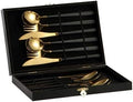 12-Piece Cutlery Silverware Set Stainless Steel Flatware Service for 4 Cutlery Include Knife/Fork/Spoon Mirror Polished Dishwasher(Black Gold)