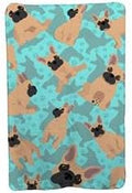58 x 36 in. Blue Fawn French Bulldog Soft Travel Blanket with Bag