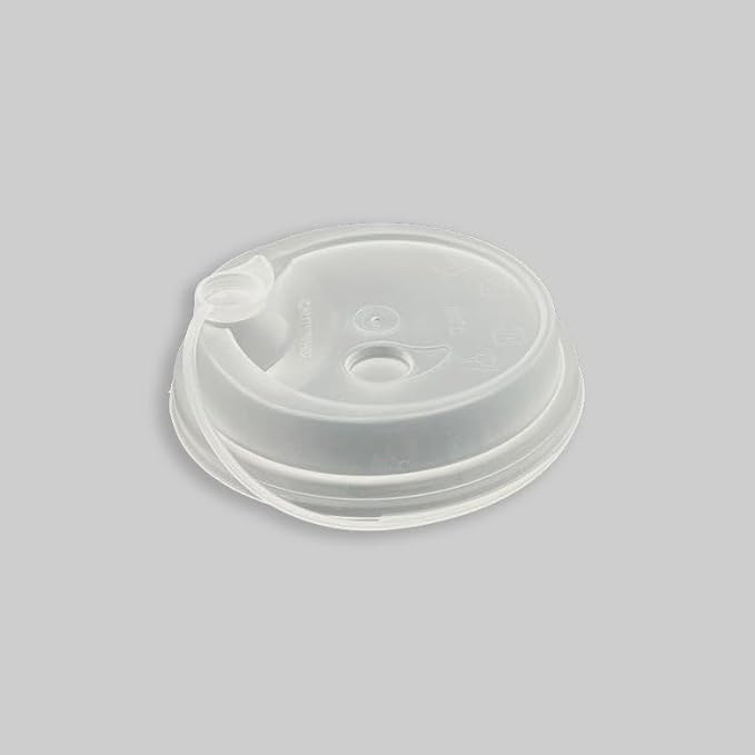 Darong 1000 PCS Frosted Premium 90mm PP Plastic Cup Lids with Attached Stopper Flat Lid for 16oz–32oz Injection PP Cups Recyclable Disposable Drink Cup Lids – Case of 1000