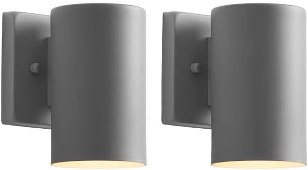 mirrea 7 Modern Outdoor Porch Wall Light with 5W LED GU10 Replaceable Bulbs in Matte Gray Aluminum Cylinder Downlight Outside Sconce Pack of 2