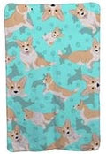 58 x 36 in. Blue Fawn Cardigan Corgi Soft Travel Blanket with Bag