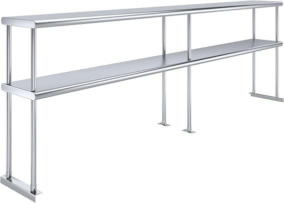 Worktable with Double OverShelf Stainless Steel NSF (96 in. Long x 12 in. Deep)