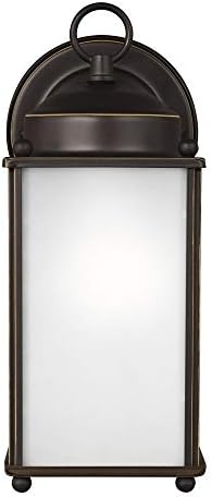 Generation Lighting 8593001-71 New Castle Satin Etched Glass Outdoor Wall Sconce Lighting Fixture 1-Light 75 Watt 10 H x 5 W Antique Bronze