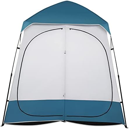 Portable Double Privacy Tent for Outdoor Shower Camping Changing Room Pop Up Dressing Shelter Folding Waterproof Blue White Oxford Fabric Easy Setup Privacy Pod for Beach Travel Fishing