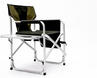 2-Piece Padded Folding Outdoor Chair with Side Table and Storage PocketsLightweight Oversized Directors Chair for Indoor Outdoor Camping Picnics and FishingGreen