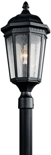 Kichler Courtyard 23.75 Exterior Post Light in Textured Black 1-Light Outdoor Porch or Patio Light with Clear Seeded Glass (23.75 H x 10.25) 9532BKT