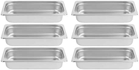 [Set of 6] 2 1/2 inch Deep Steem Tabel Pans Third Size Anti-jam Stainless Steel (6 Third Size)