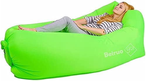 Inflatable Lounger Air Chair Sofa Bed Sleeping Bag Couch for Beach Camping Lake Garden (Green02)