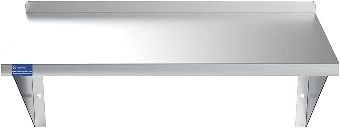 Stainless Steel Wall Shelf | Square Edge | Metal Shelving | Heavy Duty | Commercial Grade | Wall Mount | NSF Certified (12” Width x 60” Length)
