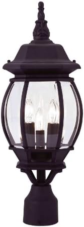 Livex Lighting 7526-14 Frontenac Traditional 3-Light Outdoor Post Top Light with Clear Beveled Glass Shades 22 x 8 x 22 Black