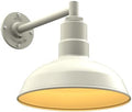 Steel Lighting Co. Westchester Barn Light | Outdoor Wall Mounted | 12 inch Dome | 11 Straight Arm | Warehouse Steel Light Made in America | Cream Exterior/Brass Interior