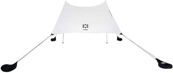 Neso Grande Portable Beach Tent Sun Shelter - Lightweight Beach Shade Canopy - Easy Setup for Family Outings - Patented Reinforced Corners - UPF 50+ Sun Protection - 7ft Tall 9 x 9ft - White