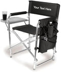 Personalized Embroidered Sports Director Chair with Side Table and Storage Pockets by Picnic Time - Black