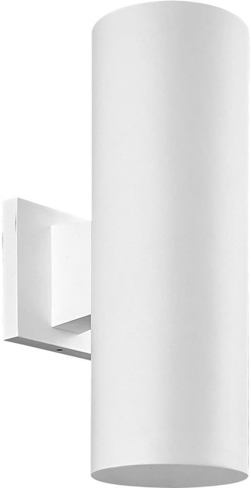 Progress Lighting 5-Inch Cylinder Outdoor Wall Sconce 2-Light Modern Wall Mount Up and Down Lights Interior and Exterior Lighting for Home or Porch Polycarbonate Construction White (P5713-30)