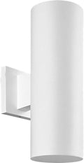 Progress Lighting 5-Inch Cylinder Outdoor Wall Sconce 2-Light Modern Wall Mount Up and Down Lights Interior and Exterior Lighting for Home or Porch Polycarbonate Construction White (P5713-30)