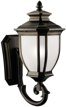 Kichler Salisbury 29 1 Light Outdoor Wall Light with White Linen Glass in Rubbed Bronze