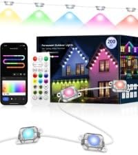 Permanent Outdoor Lights Pro 200ft with 100 LED Smart IC+RGBCW Christmas Halloween Eaves Lights for House Daily and Holiday Decor IP67 Waterproof with APP &amp Remote Control