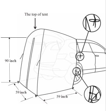 SUV Tailgate Shelter Tent Privacy Shelter Waterproof Black Portable Changing Room for Biking Toilet Shower Sleeping Beach Swimming L:W:H:4.9ft:4.9ft:7.5ft 6pcs Tent Pegs to fix