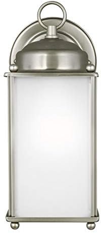 Generation Lighting 8593001-71 New Castle Satin Etched Glass Outdoor Wall Sconce Lighting Fixture 1-Light 75 Watt 10 H x 5 W Antique Bronze