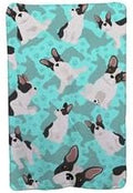 58 x 36 in. Blue Black &amp White French Bulldog Soft Travel Blanket with Bag