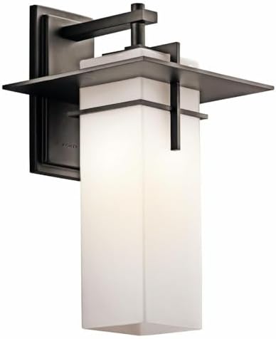 Kichler Caterham 17.5 1 Light Outdoor Wall Light with Satin Etched Cased Opal Glass in Olde Bronze®