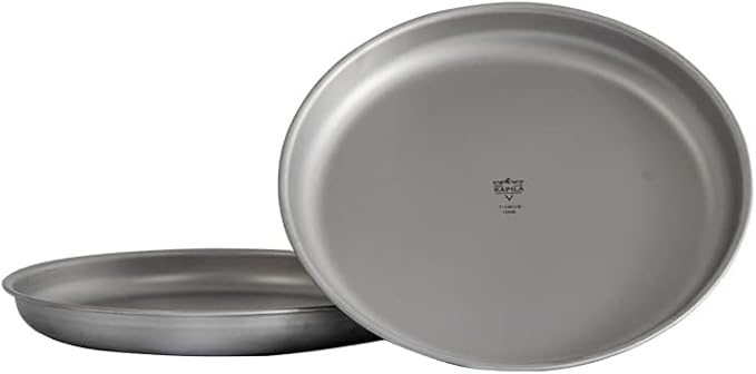 KAPILA Titanium Camping Plate Dish Portable Ti Cookware Ultralight Dinnerware Piece for Backpacking &amp Camping Anti-Rust and Easy to Clean for Hiking Picnic (1000ml)