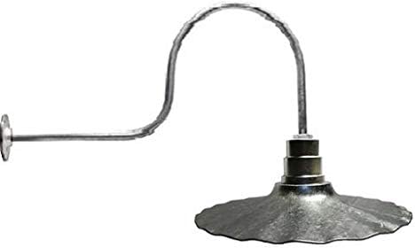 AGB102-AR20-GALVENIZE Radial Wave Steel Dome 29 Gooseneck Barn Light - Outdoor Dome with Incandescent Downlight | Wall-Mount Fixture Gardens Pathways &amp Outdoor Living Spaces