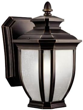 Kichler Salisbury 10.25 1 Light Outdoor Wall Light with White Linen Glass in Rubbed Bronze