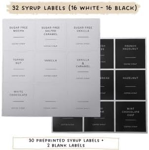 Coffee Bar Accessories: Coffee Syrup Dispenser Set with 2 Glass Bottles (19.6 Oz) Gold Pumps Funnel Waterproof Syrup Labels 2 Golden Spoons and Straw Brush - Elegant Syrup Dispenser