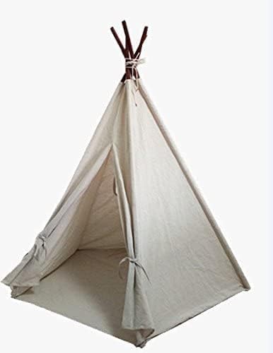 Laylala® Portable Cotton-Linen Tent with Drawstring BagOutdoor Play Tent Camping Tent5 Poles Design(Light Brown Color)