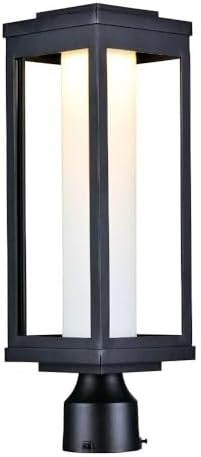 Maxim Lighting 55900SWBK Salon-12W 1 LED Outdoor Post Mount-6 Inches Wide by 19.5 inches high Finish Color: Black Glass Color: Satin White