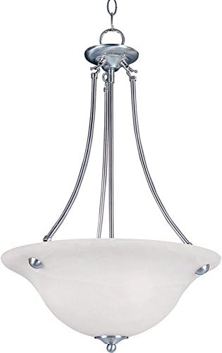Maxim Lighting 2682MRSN Malaga-3 Light Invert Bowl Pendant in Transitional style-16 Inches Wide by 24.5 inches high Finish Color: Satin Nickel Installation: Traditional