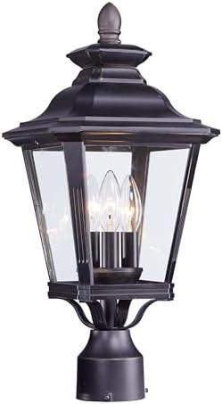 Maxim Knoxville-Three Light Outdoor Post Lantern in Early American Style-9 Inches Wide by 19.5 inches high