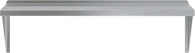 Stainless Steel Wall Shelf | Square Edge | Metal Shelving | Heavy Duty | Commercial Grade | Wall Mount | NSF Certified (18 Width x 60 Length)